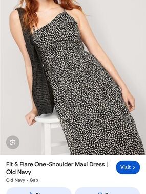 Old Navy Black and White One-Shoulder Maxi Dress